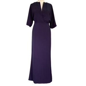 Alexia Admor Naomi V-Neck‎ Draped Navy Rayon Maxi Dress NWOT (Size 12)